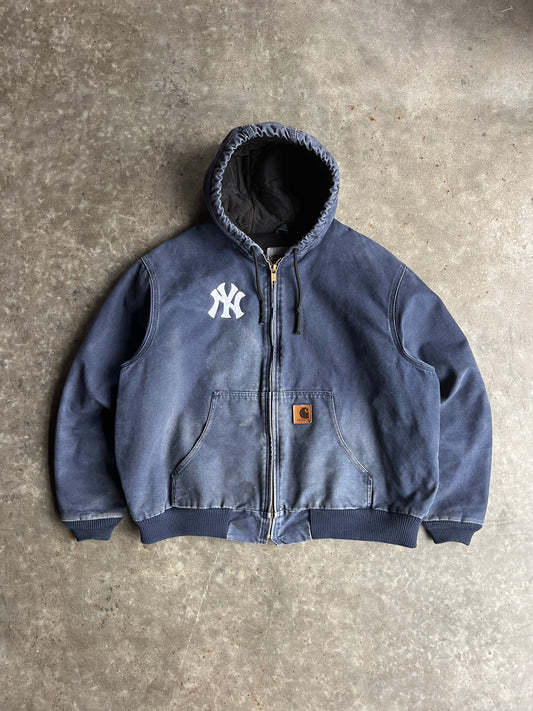 Vintage Navy Yankees Hooded Carhartt Jacket - XXL