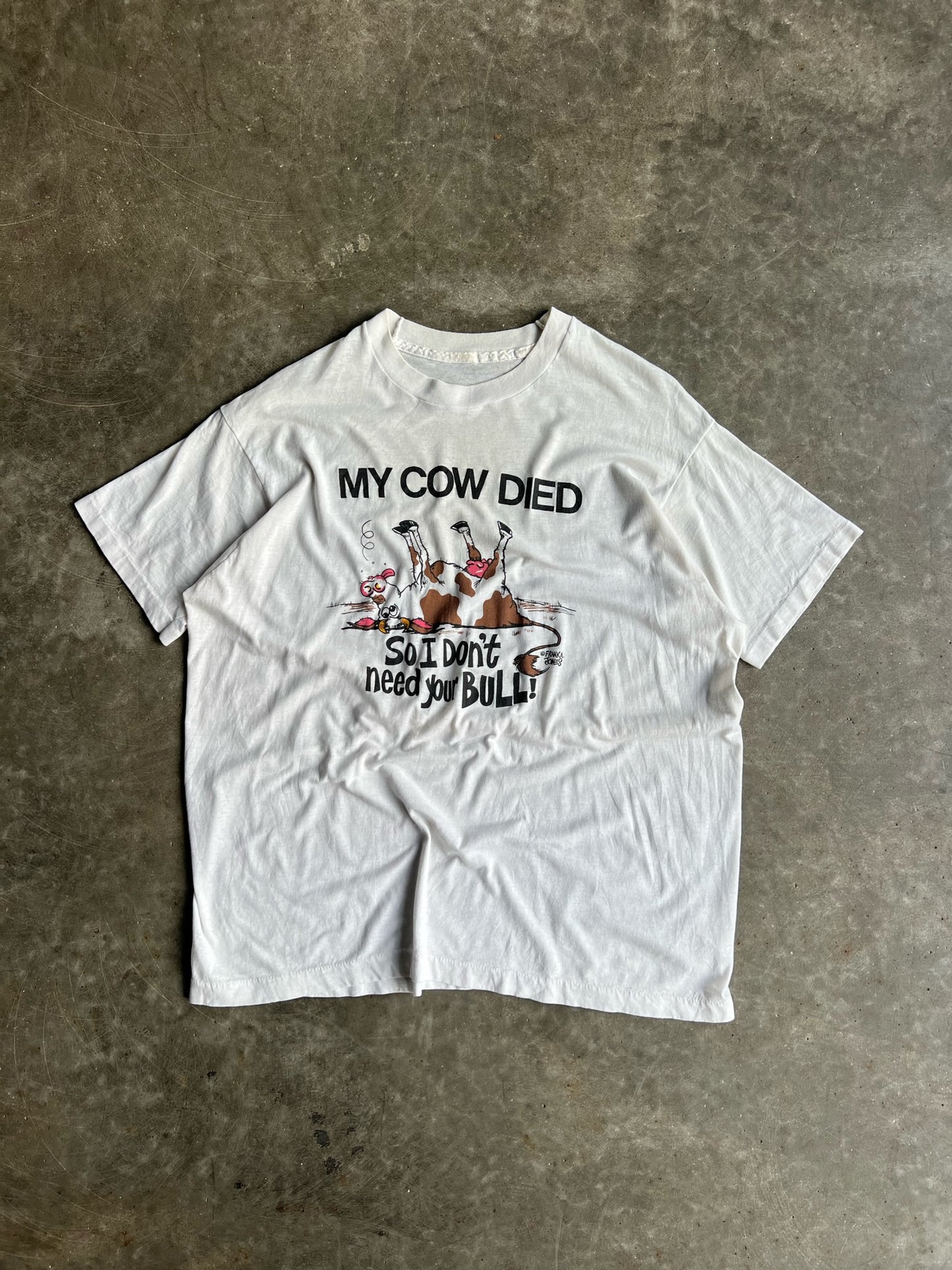 Vintage White Don't Need Your Bull Shirt - XL