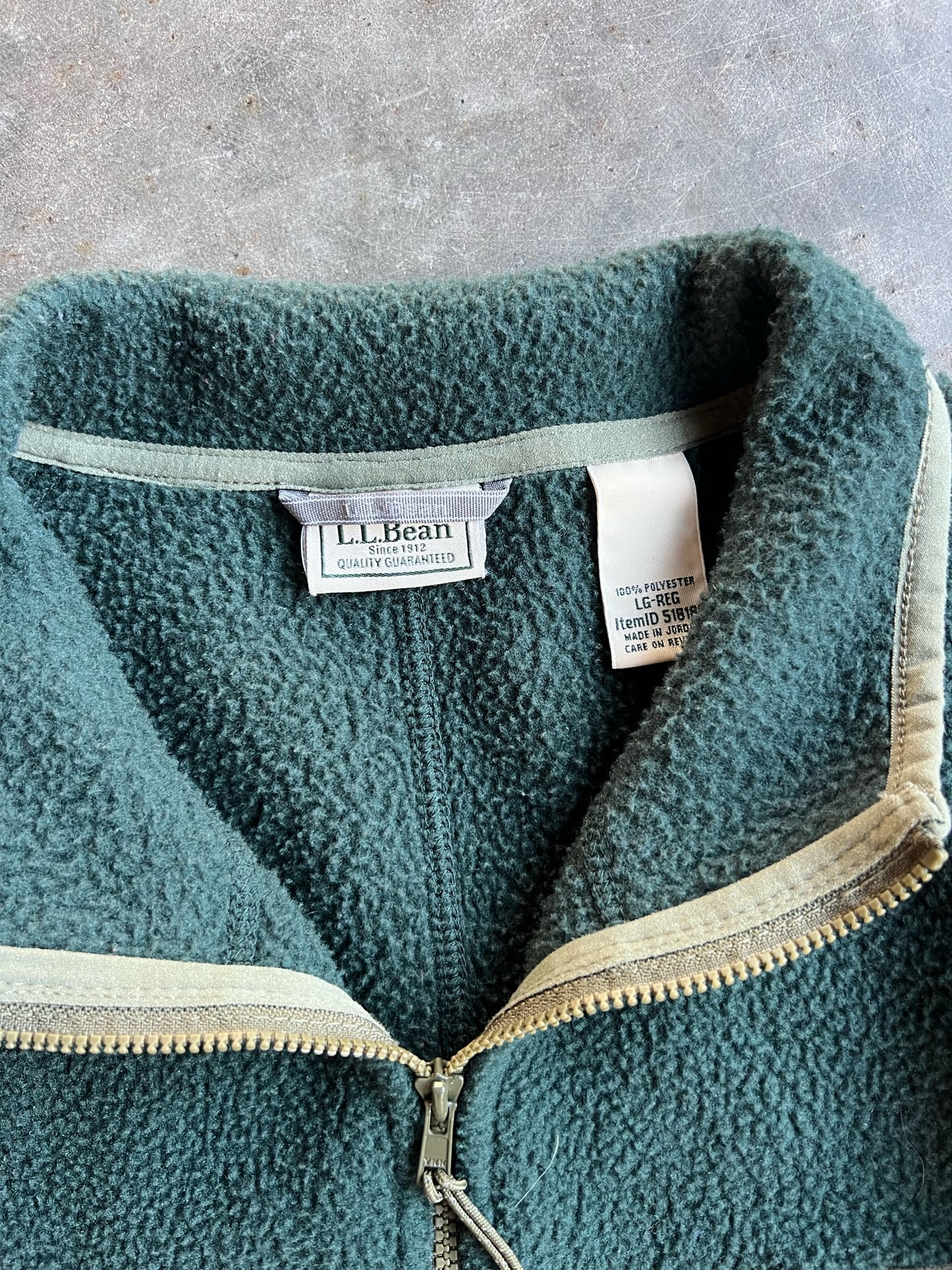 Vintage Dark Green Fleece LL. Bean Zip Up - L