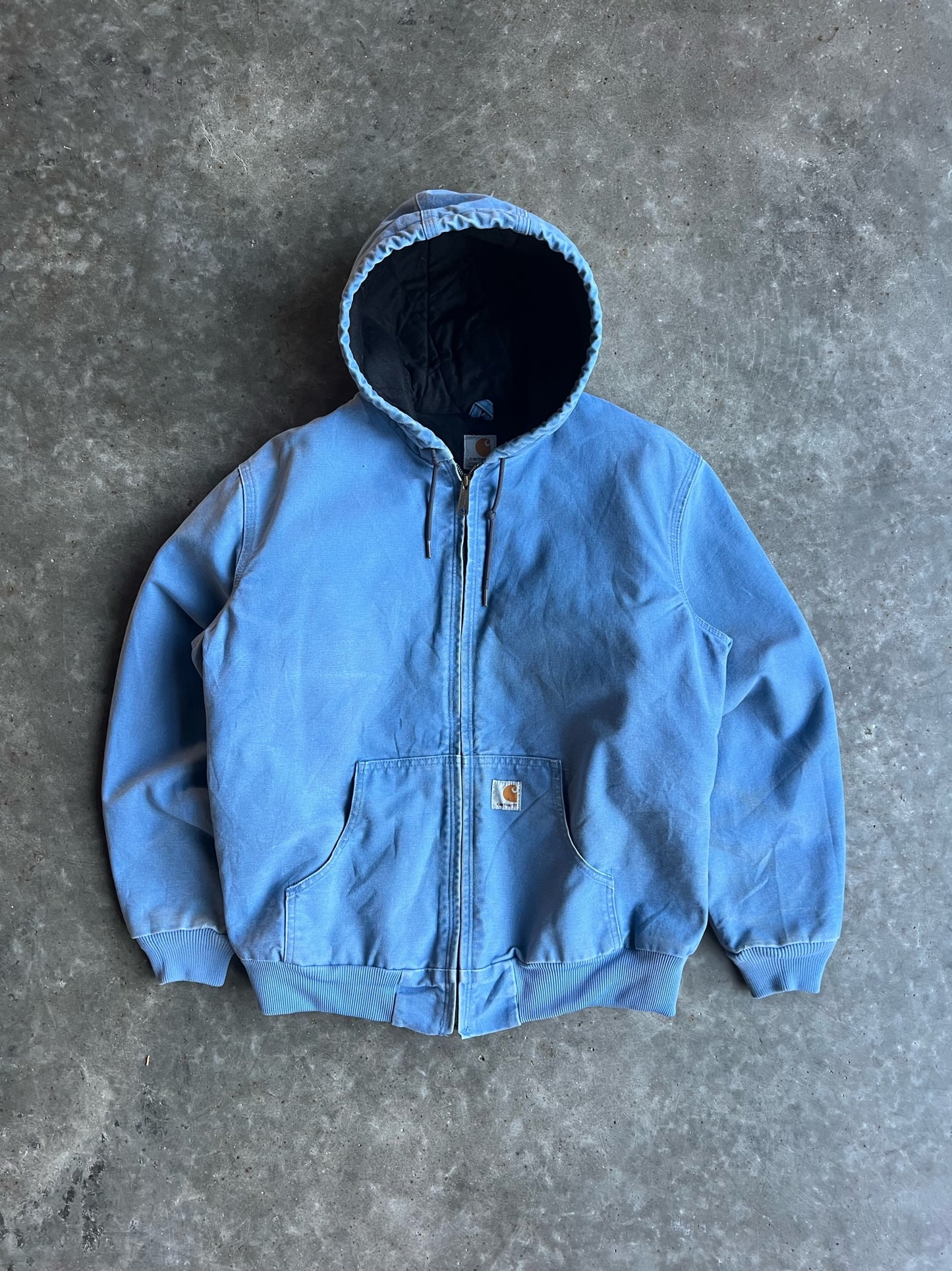 Vintagr Sky Blue Hooded Carhartt Jacket - L