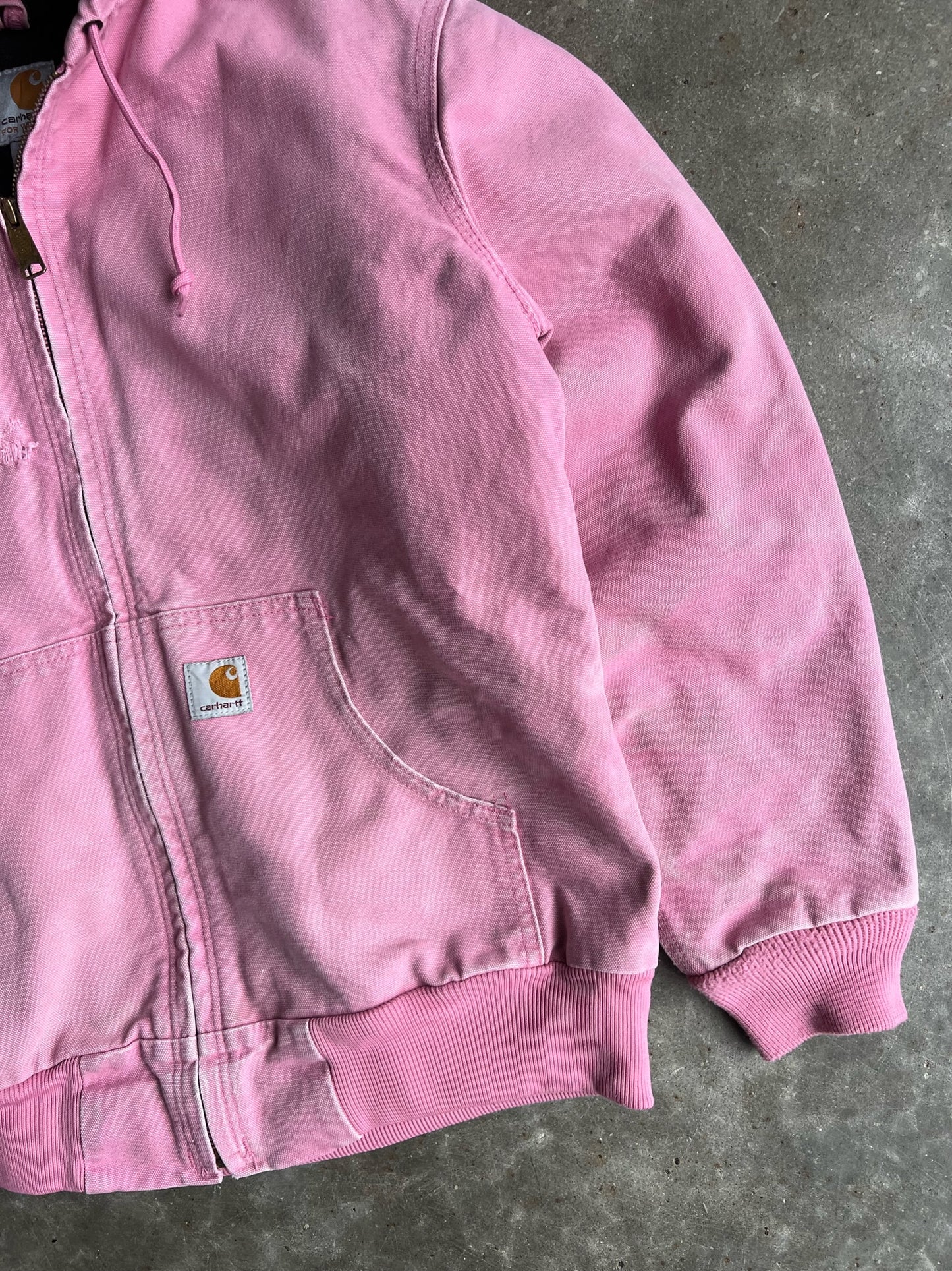 Vintage Baby Pink Hooded Carhartt Jacket - M