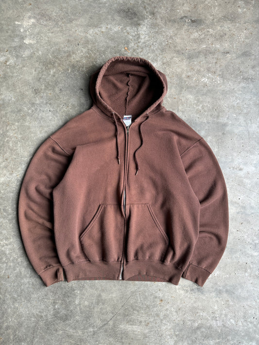 Jerzees Brown Zip Up Hoodie - L