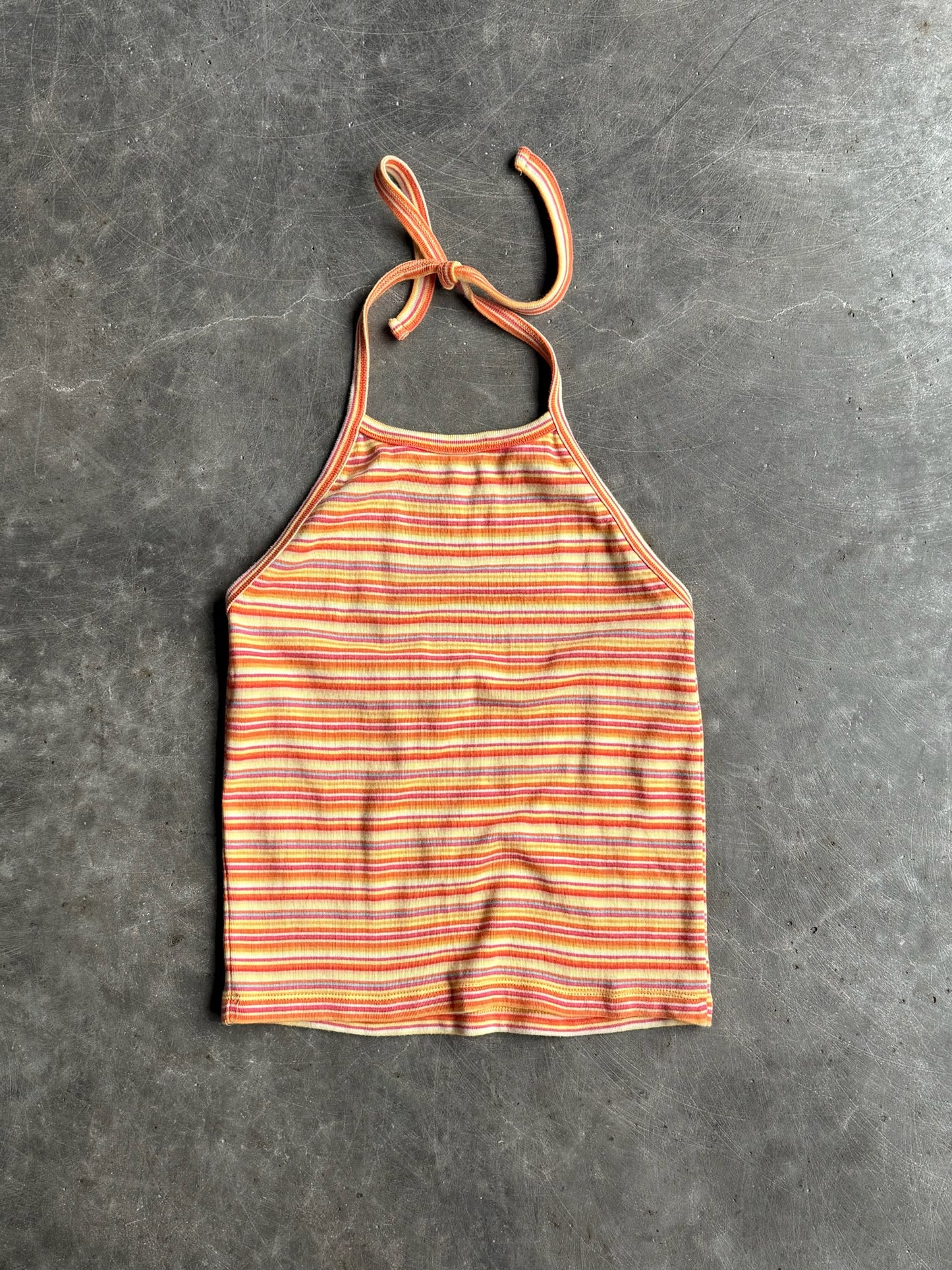 Vintage Orange Striped Gap Halter Top - L