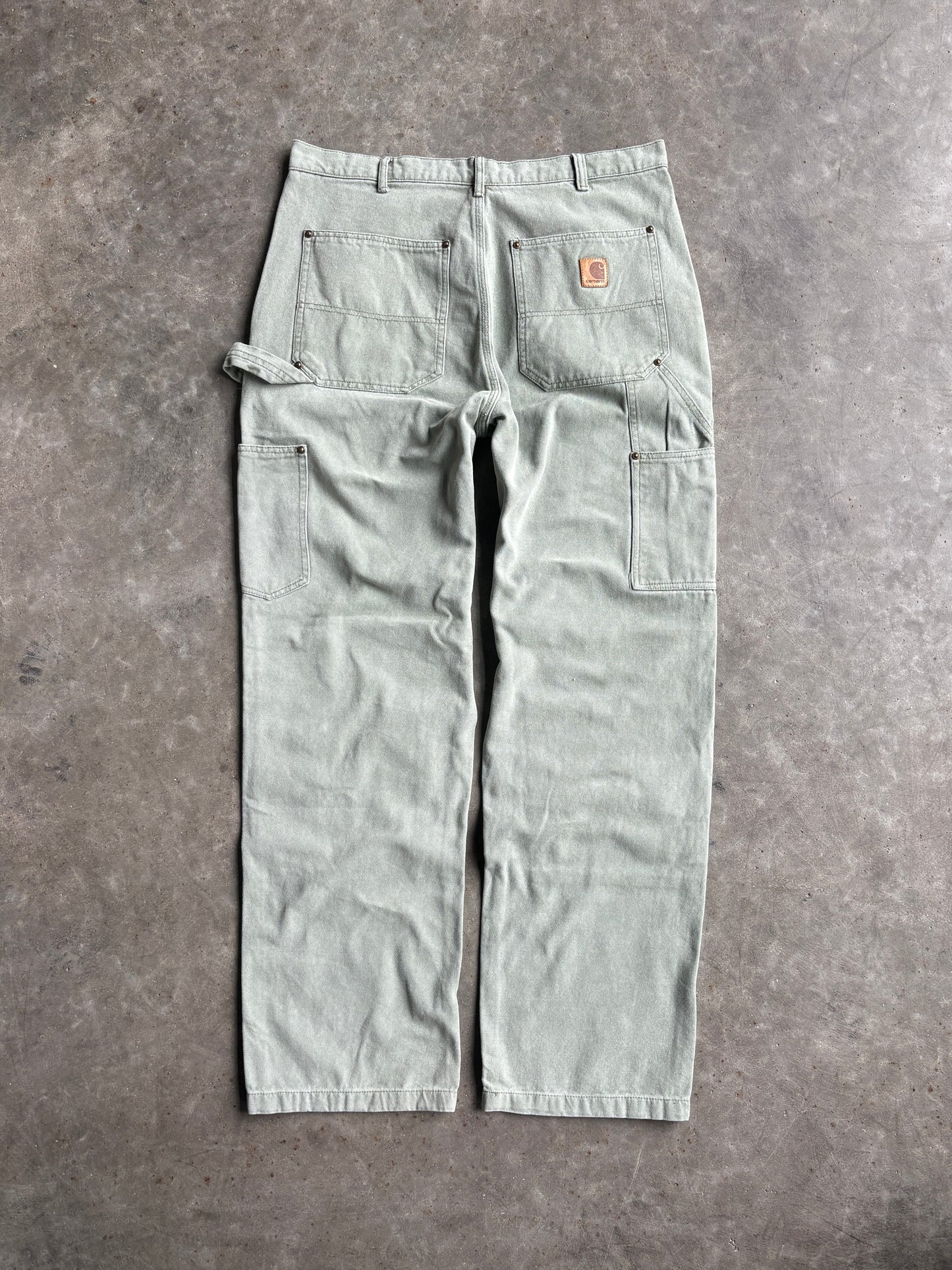 Vintage Sage Green Double Knee Carhartt Carpenter Pants - 34