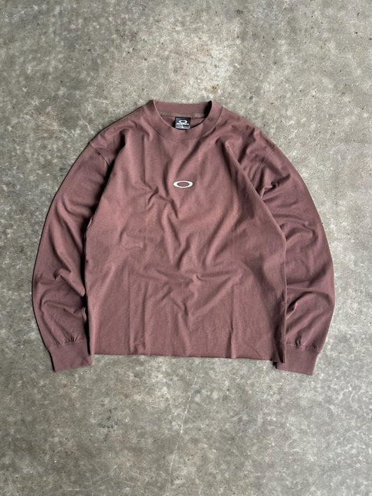 Vintage Brown Oakley Long Sleeve Cropped Tee - L