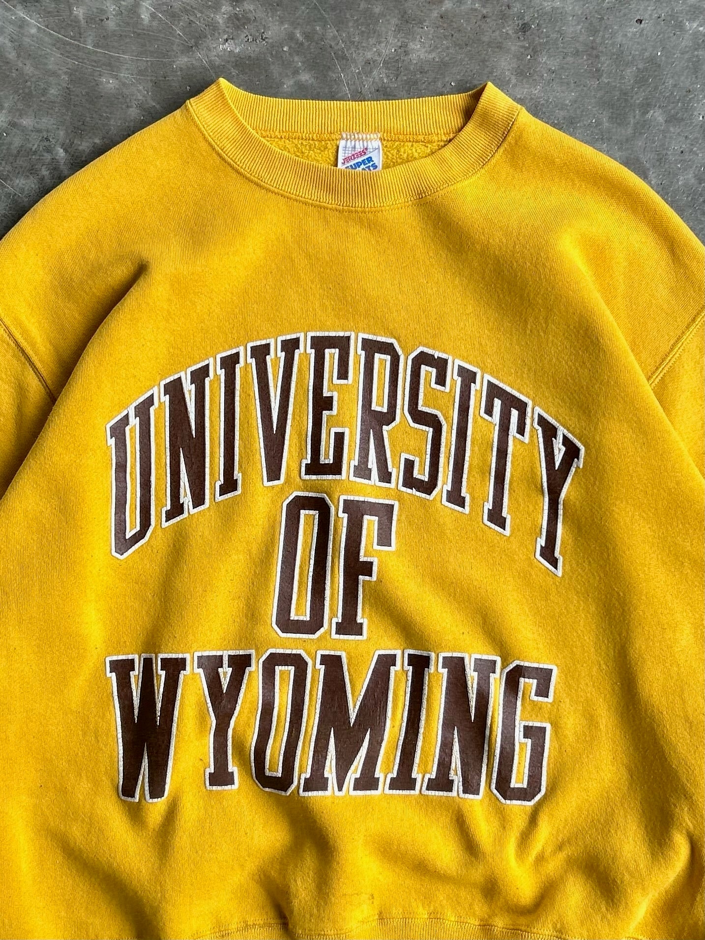 Vintage Yellow University Of Wyoming Crew - XL