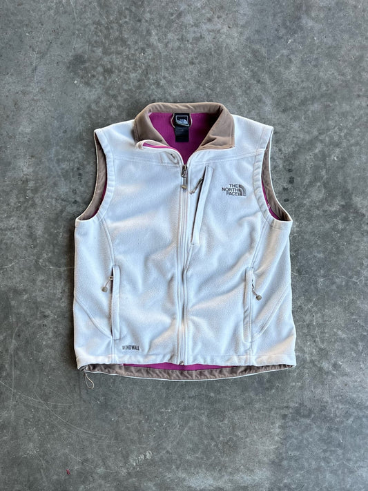 Vintage White Fleece North Face Zip Up Vest - L