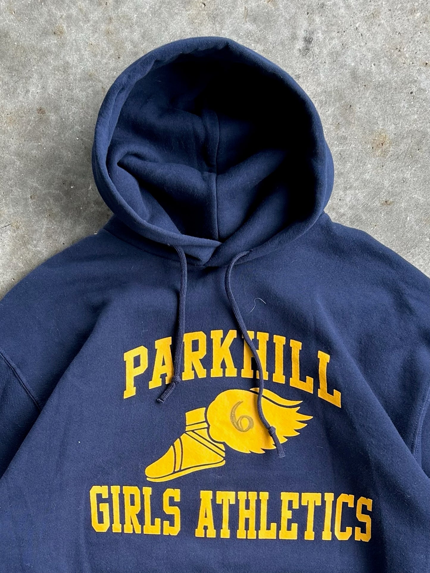 Vintage Navy Parkhill Russel Athletics Hoodie - L