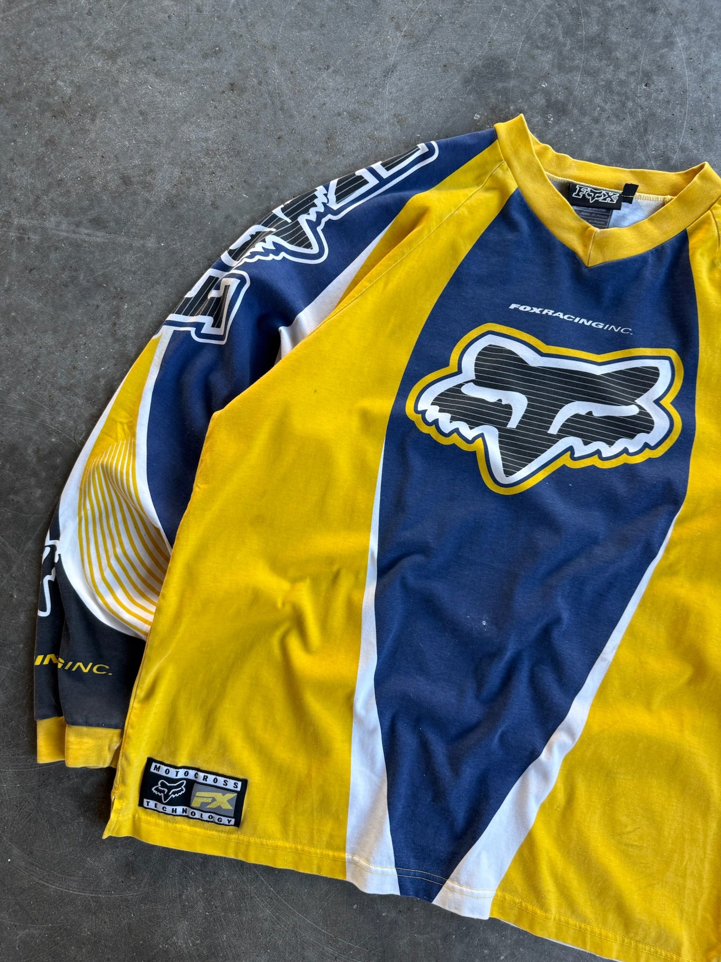 Vintage Fox Racing Inc Blue/Yellow Racing Jersey  - XL