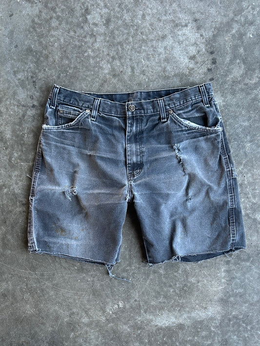 Vintage Faded Black Dickies Distressed Carpenter Shorts - 34