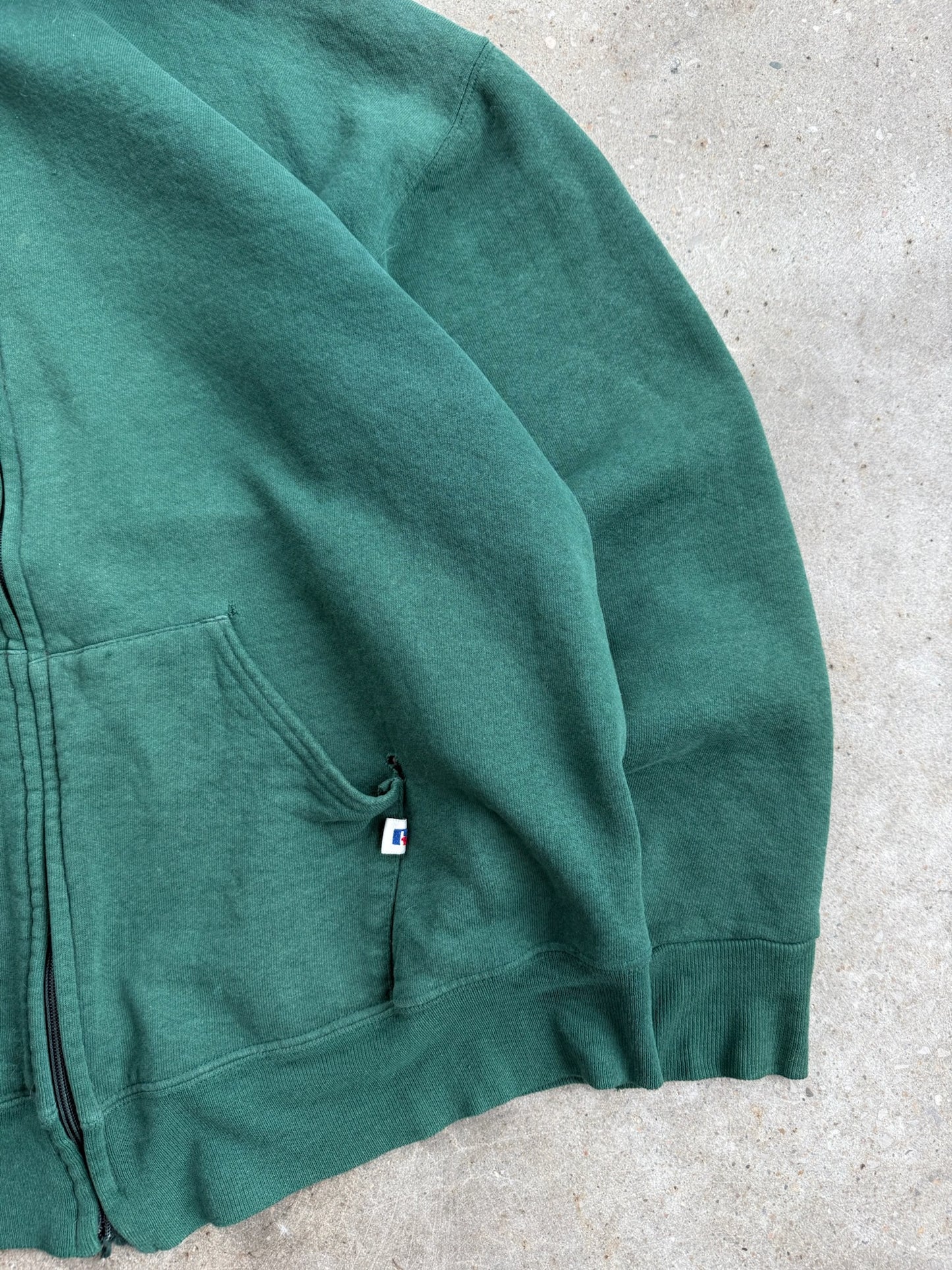 Vintage Green Russell Athletic Zip Up Hoodie - L