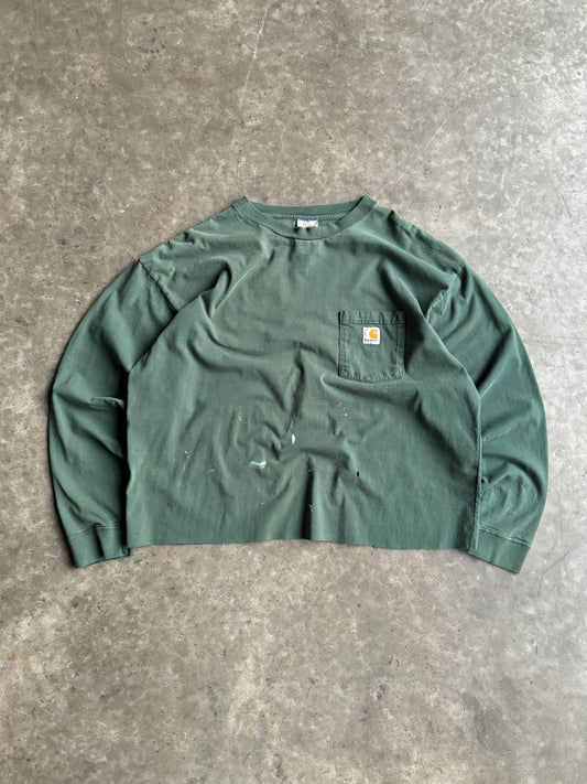 Vintage Green Carhartt Long Sleeve Shirt - XL