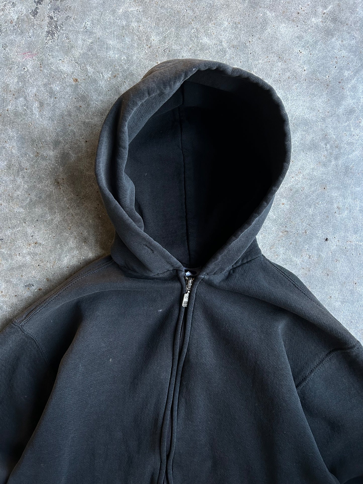 Vintage Black Blank Russell Zip Up Hoodie - M