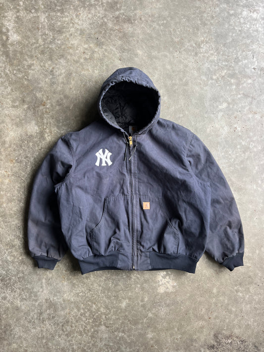 Vintage Navy Yankees Hooded Carhartt Jacket - XXL