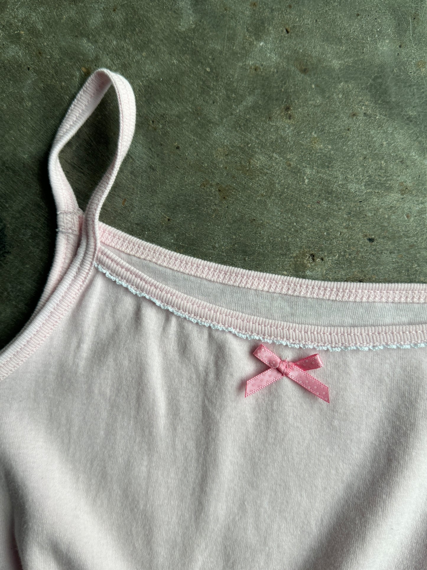 Vintage Baby Pink Bow Tank Top - S