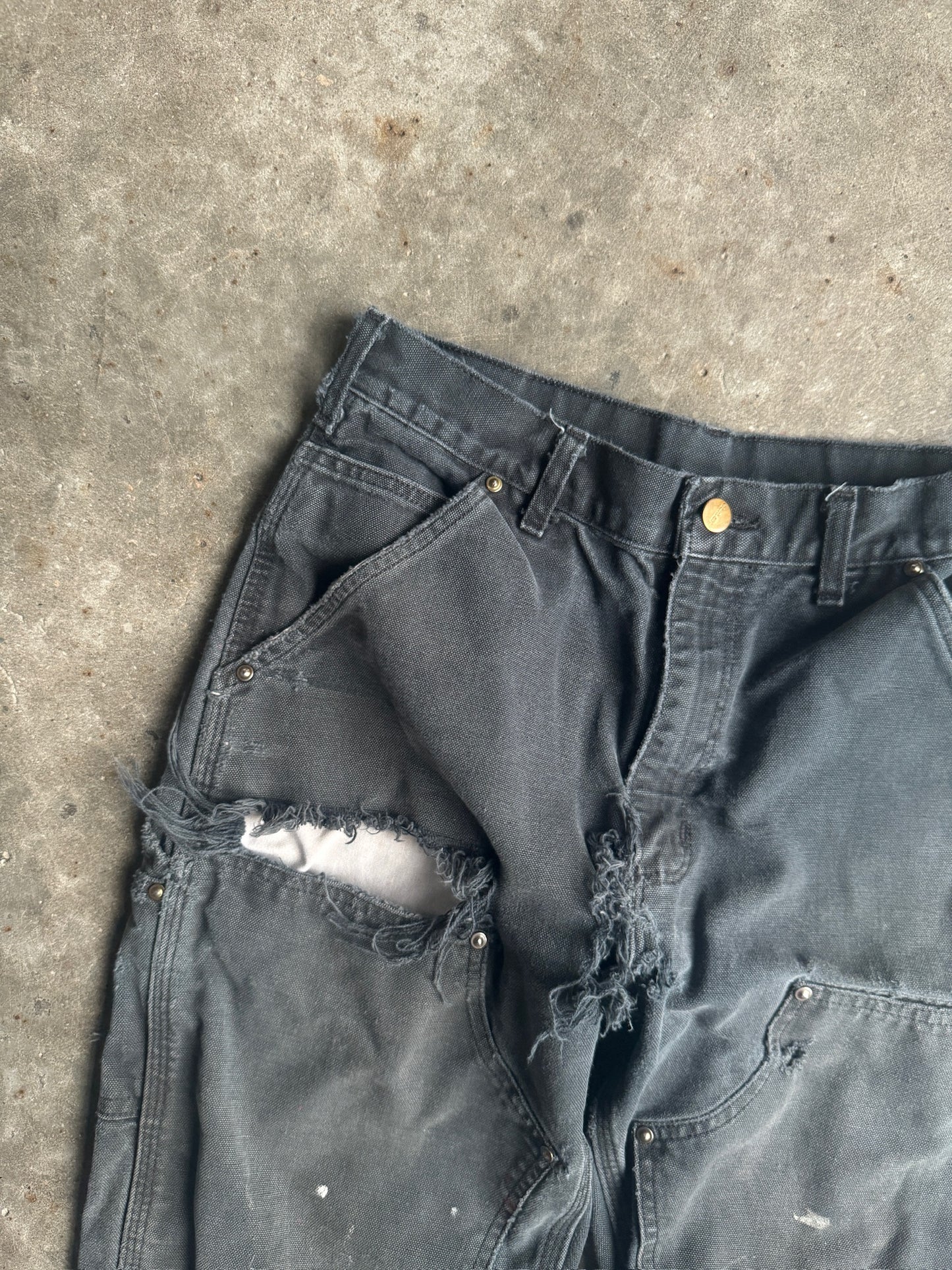 Vintage Double Knee Distressed Charcoal Carhartt Pants - 30