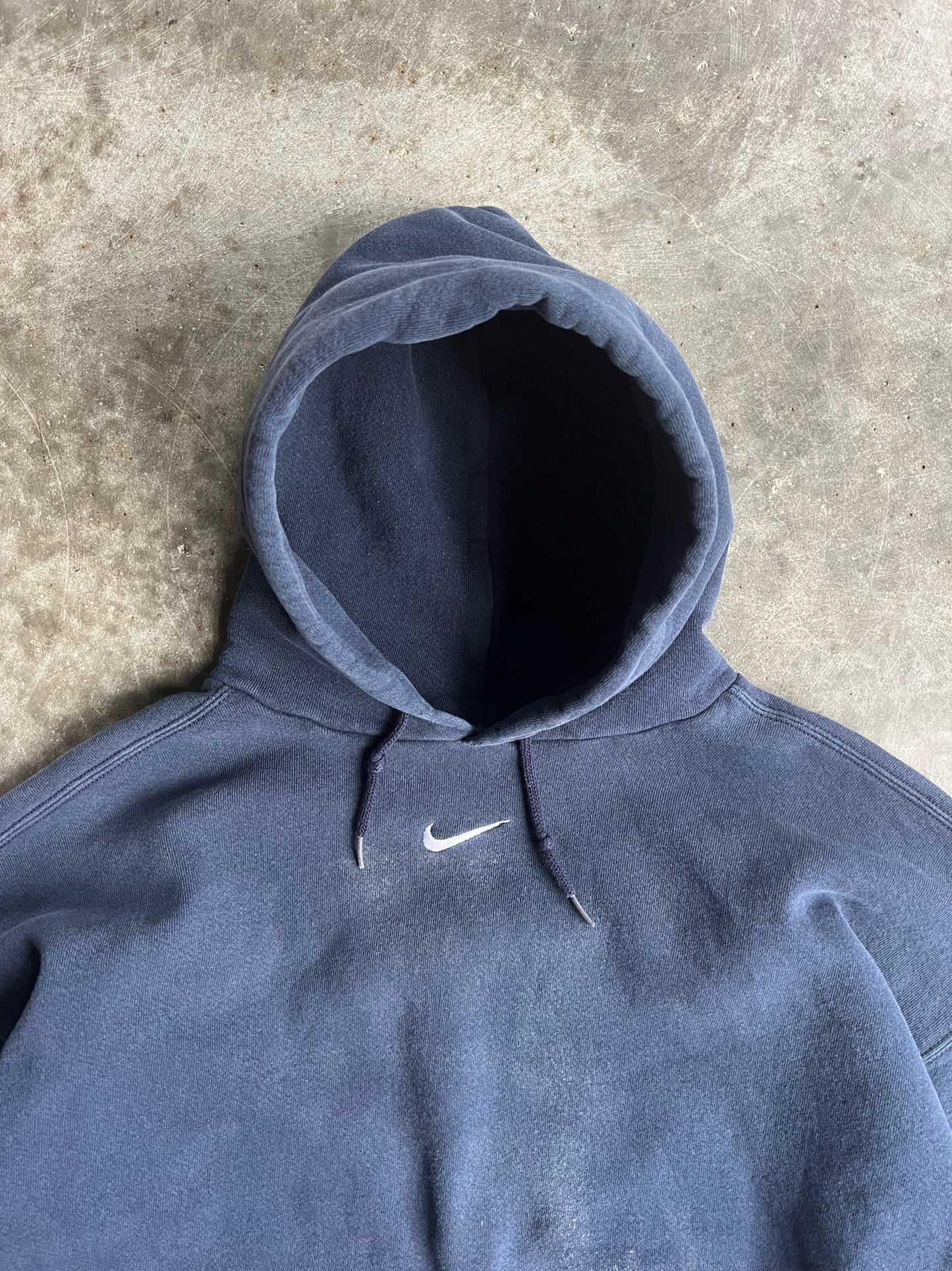 Vintage Navy Nike Swoosh Hoodie - XXL