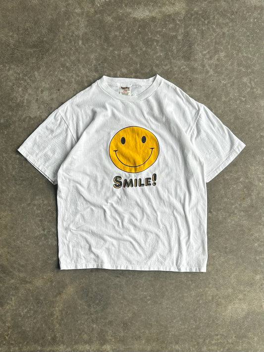 Vintage White Smiley Face Tee - XL