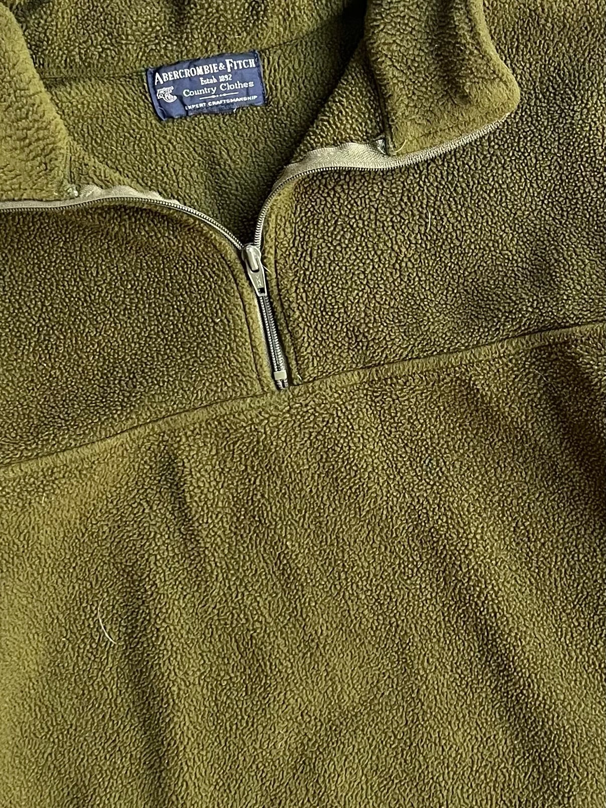 Vintage Olive Green Fleece Abercrombie Quarter Zip - M