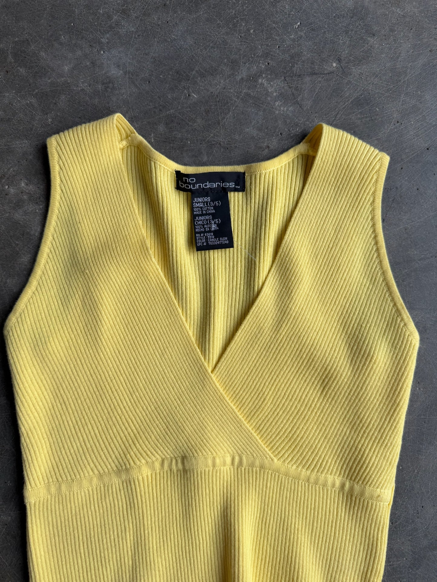 Vintage Yellow Ribbed No Boundries Tank Top - L