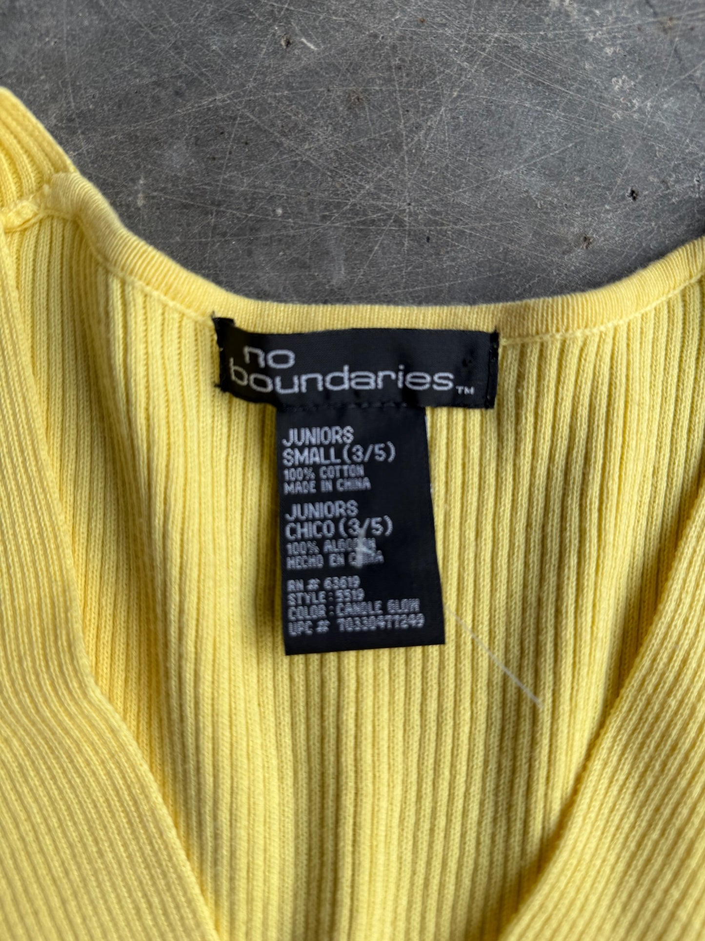 Vintage Yellow Ribbed No Boundries Tank Top - L