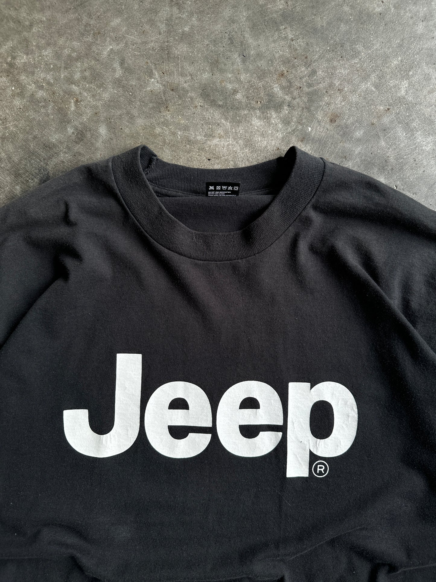 Vintage Black Crop Jeep Shirt - XL
