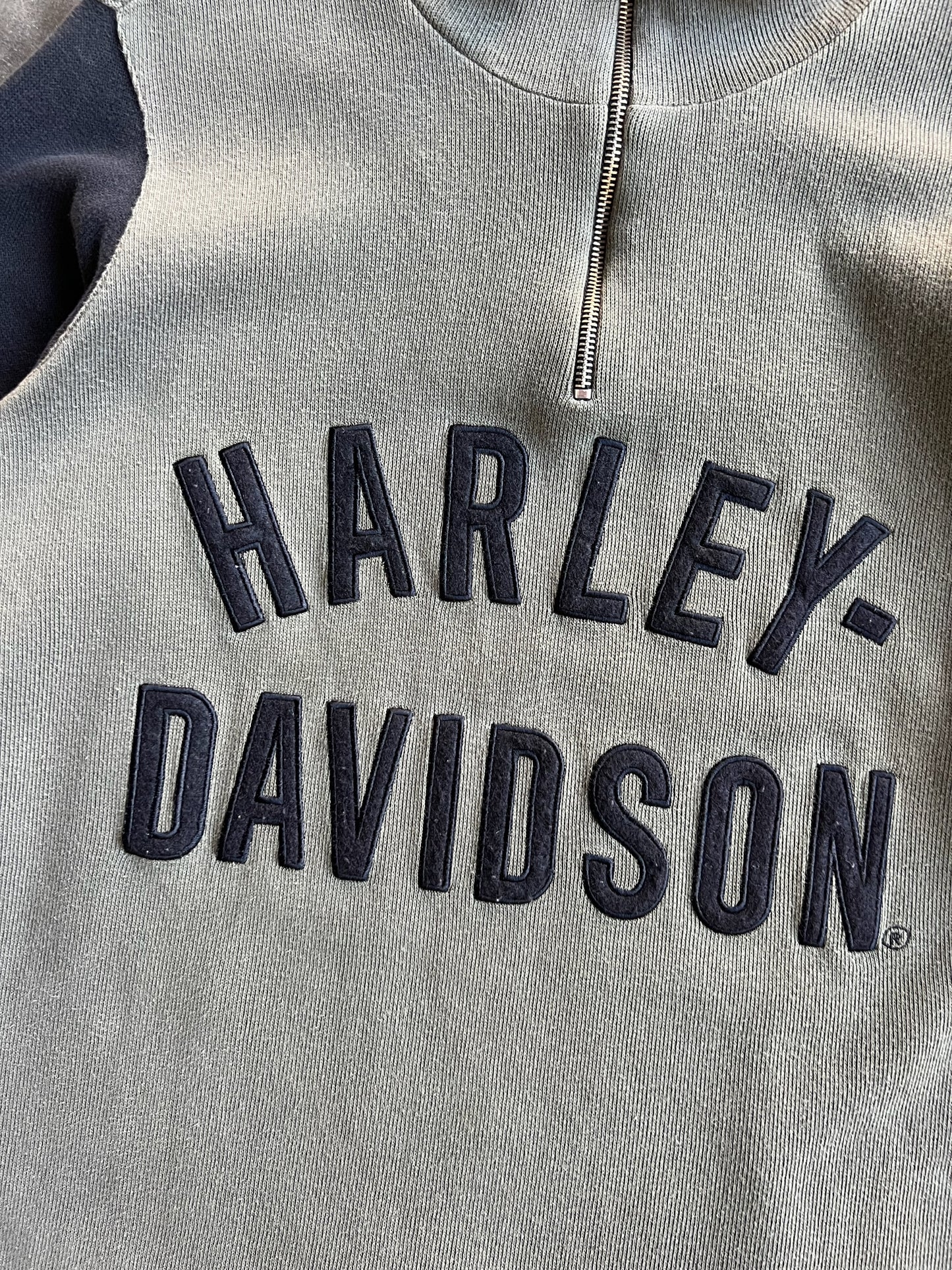 Vintage Two Tone Knit Harley Davidson Quarter Zip - L