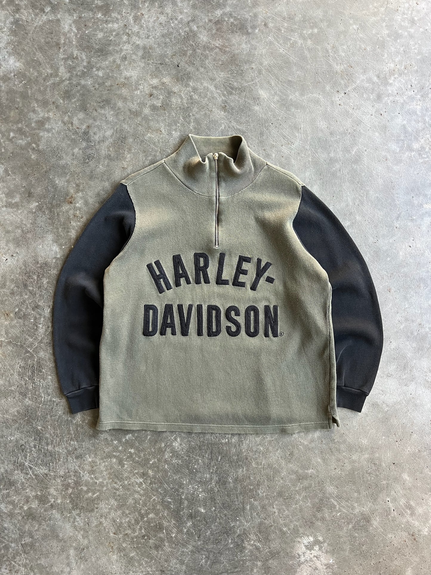 Vintage Two Tone Knit Harley Davidson Quarter Zip - L