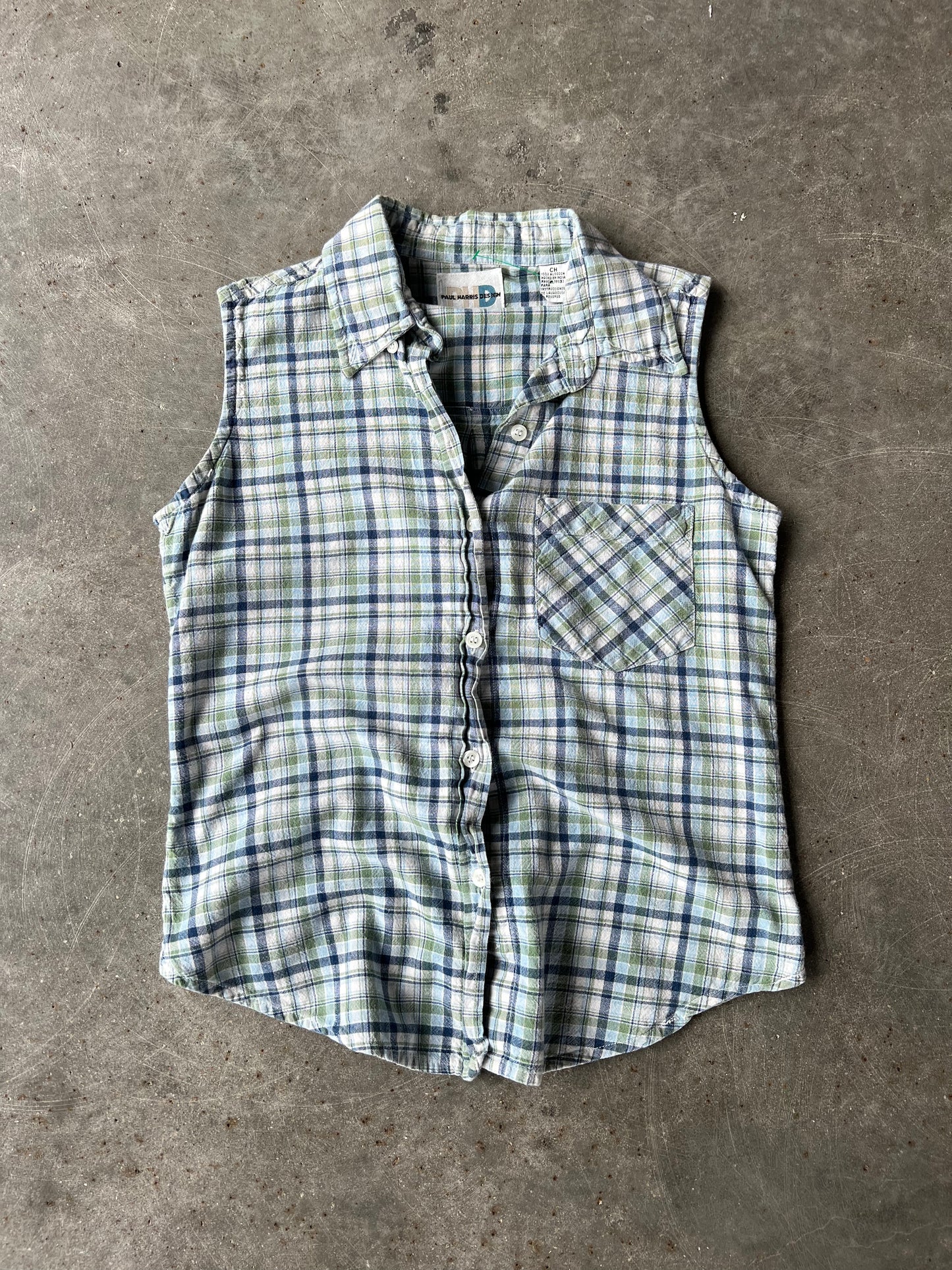Vintage Plaid Button-Up Vest - S